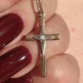 Art Deco 1930s Vintage Solid 14k Yellow Rose and White Gold Diamond Christian Latin Cross Antique Pendant Elegant Gift Present