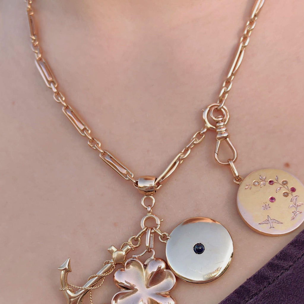 Vintage 14k Yellow Gold Chain: 50cm Statement Necklace, Pendant Holder