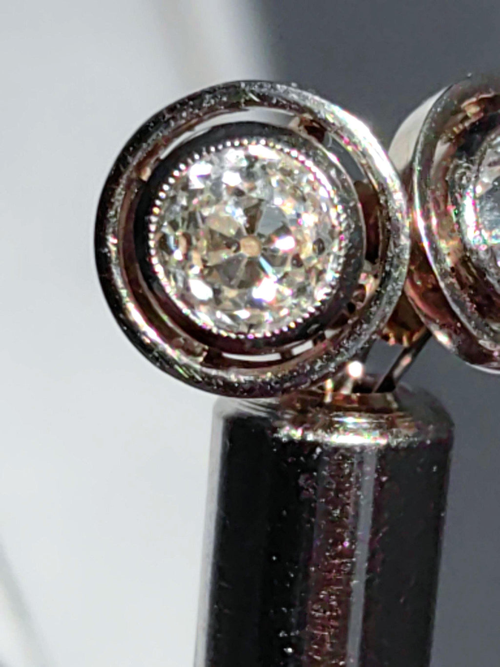 Antique 1.3ct Old European Cut Diamond 14k Gold Earrings