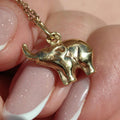 14K Yellow Gold Elephant Pendant: Vintage Mid-Century Charm
