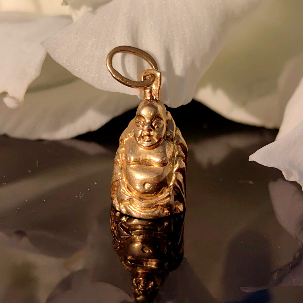 Antique 1920s Chinese Buddha 18k Solid Yellow Hallmarked Gold Hand Carved Buddhist Oriental Pendant Asia Gift Present