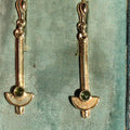 Mid Century Antique Natural Green Peridot Solid 14k Yellow Gold Dangle Drop Long Statement Elegant Geometric Earrings Gift for Her