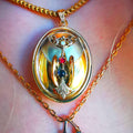 Victorian Gold Plated Silver Locket Pendant for two photos with artificial gems 1870s
