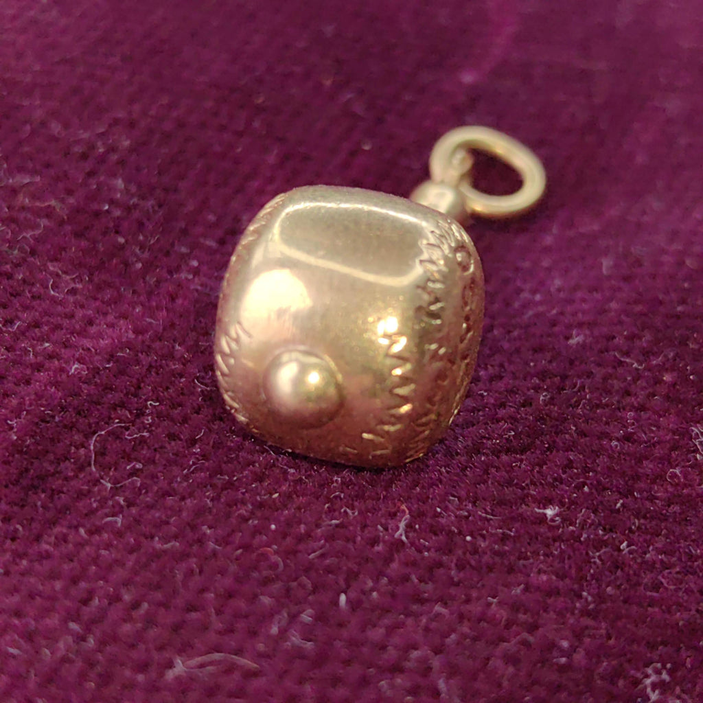 Vintage 18K Gold Maracas Charm Pendant - Calypso Engraved