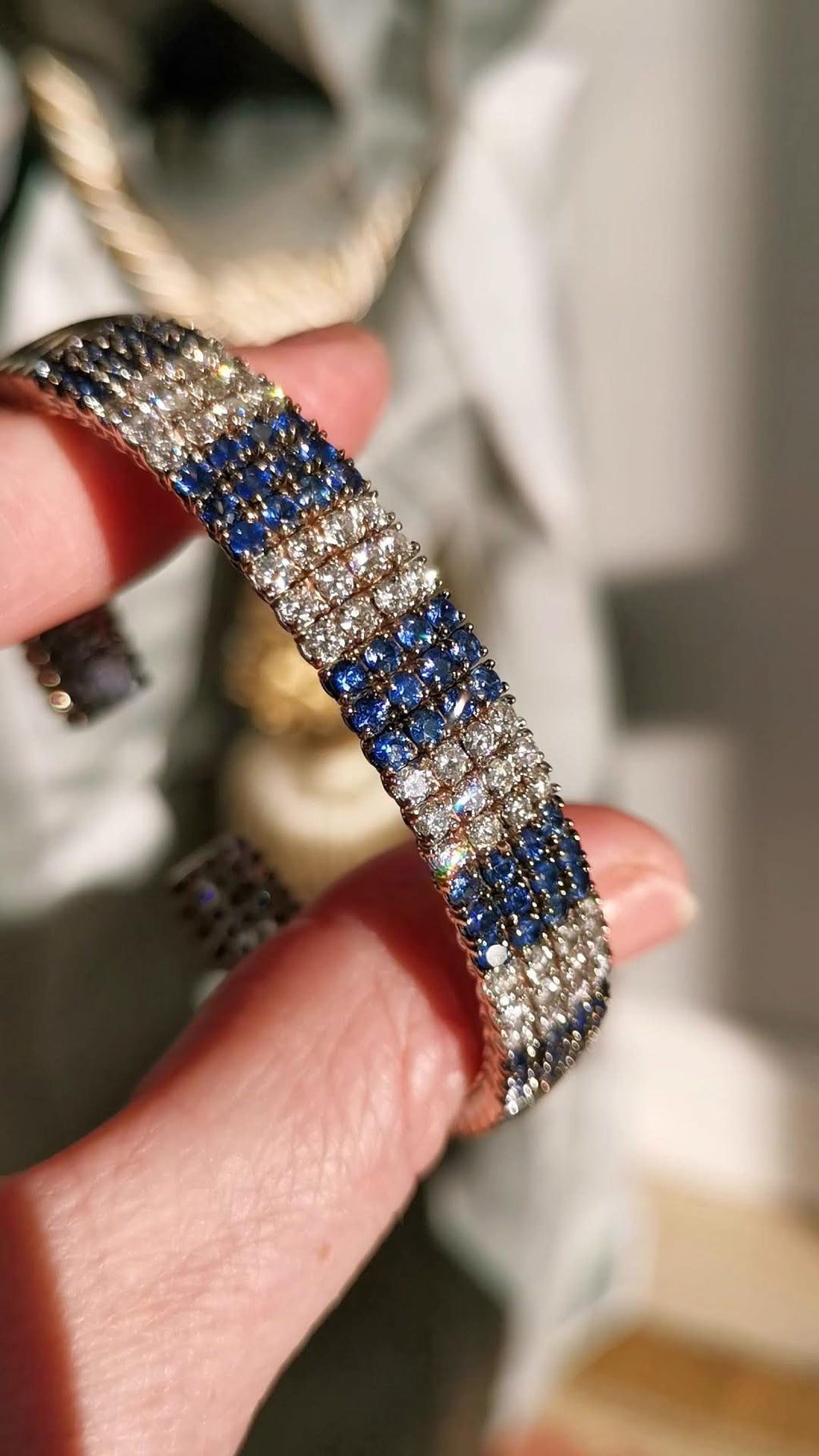 Modern Sapphire and Diamond Platinum bracelet