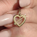 14k Yellow Gold Heart & Arrow Pendant - Antique Romantic Charm