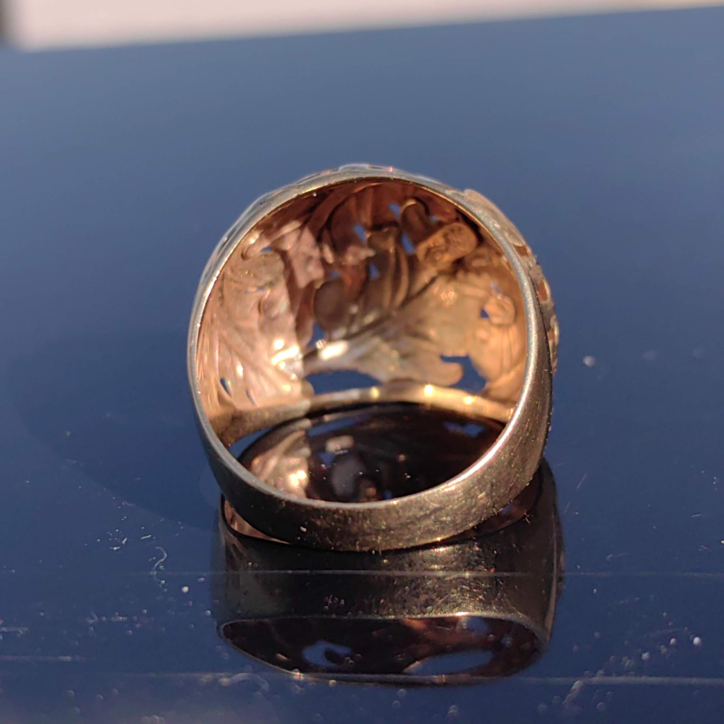 Vintage 8K Gold Leaf Ring: Statement Band, Size 8