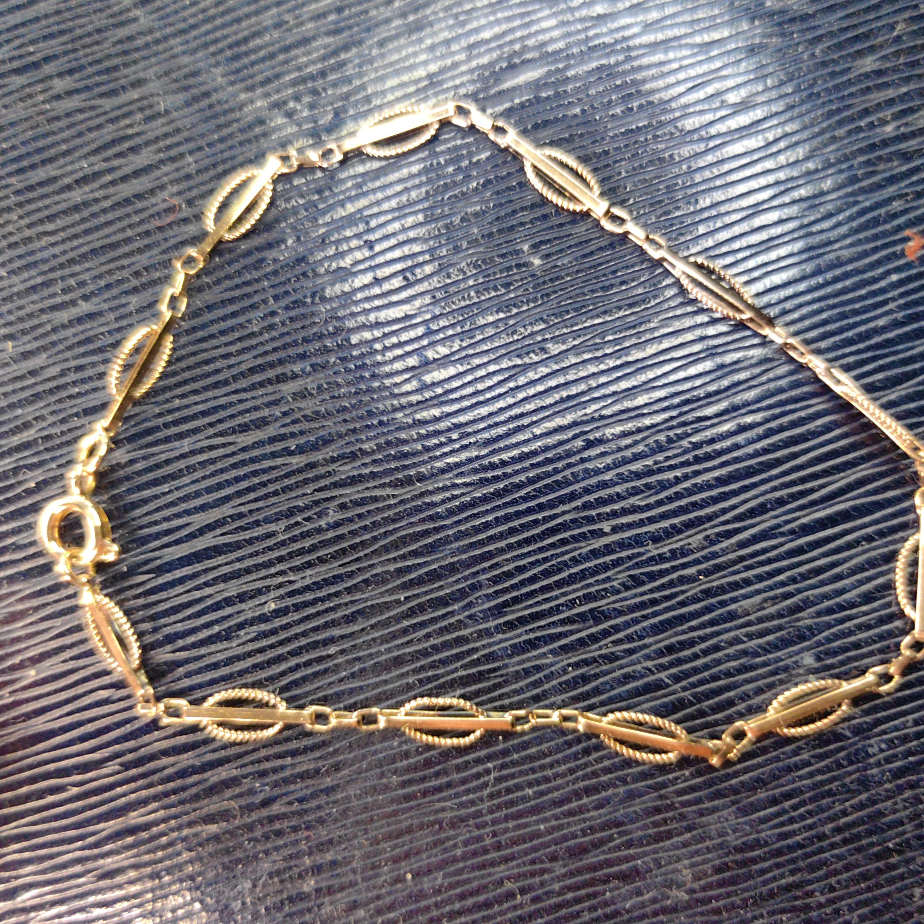 14k Solid Yellow-rose Gold Handmade Link Chain Bracelet for Charms 1890s Victorian Antique Vintage Elegant Classic Unisex Bracelet Gift her