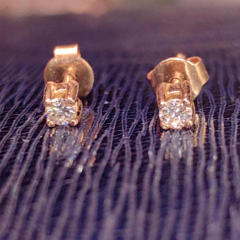 Vintage 0.18ct Diamond Solitaire Natural Elegant Classic Stud Earrings 14k  Yellow Gold Solitaire Earrings Gift for Her girlfriend Wedding