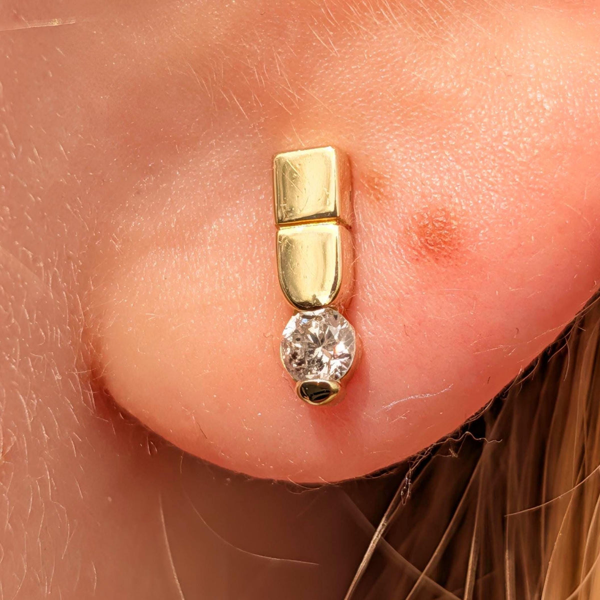 Diamond 14k Solid Yellow Gold Hallmarked Elegant Stud Earrings Geometric Minimalist Vintage Push Back Closure Earrings