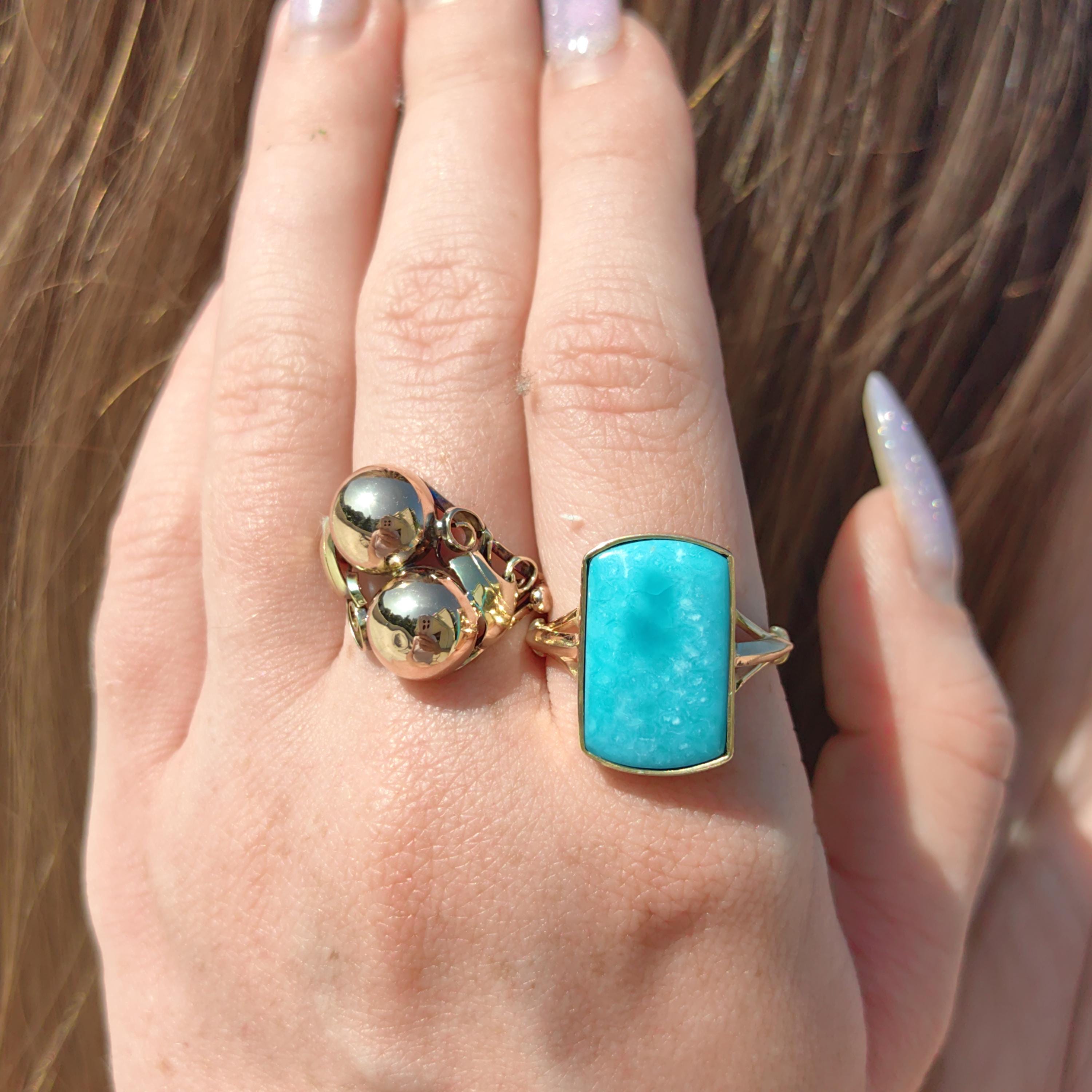 1930s Art Deco Floral Geometric Interesting Ring Handcrafted 14K Solid Yellow & Rose Gold Elegant Statement Ring