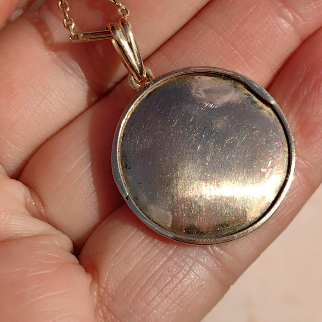 1920s 18k Gold Fire Enamel Portrait Pendant: Aristocratic Woman Miniature