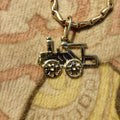 Vintage 18k Solid Yellow Gold Train Pendant: Antique Railway Charm