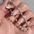 14k Gold Vintage Flower Bracelet with Cubic Zirconia, 1980s