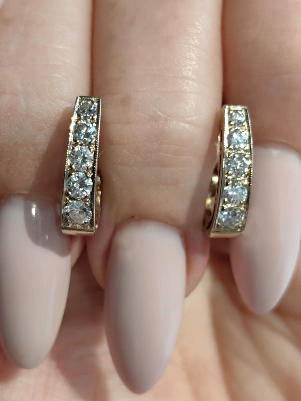 Vintage Art Deco Diamond 14k Gold Sleeper Earrings