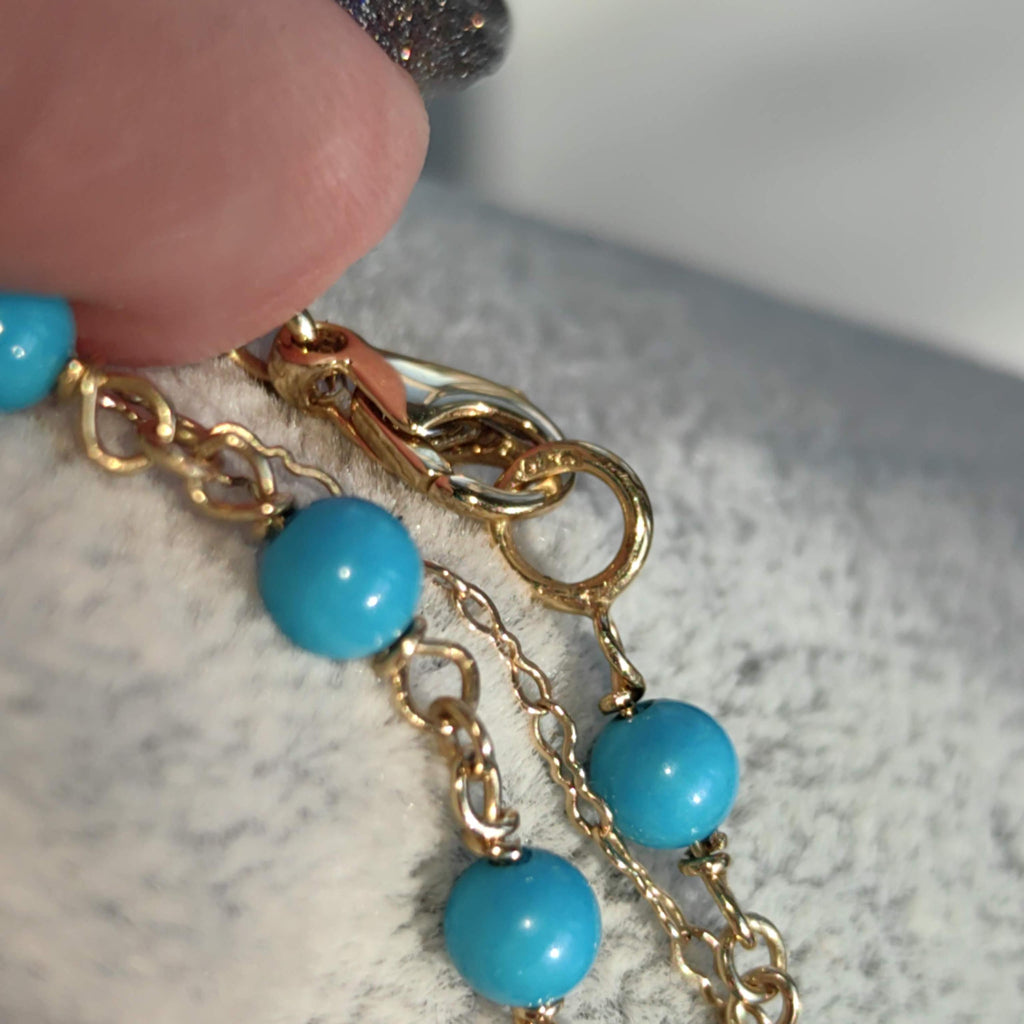 18k Yellow Gold Turquoise Statement Necklace – Mid Century Antique Filigree Collar