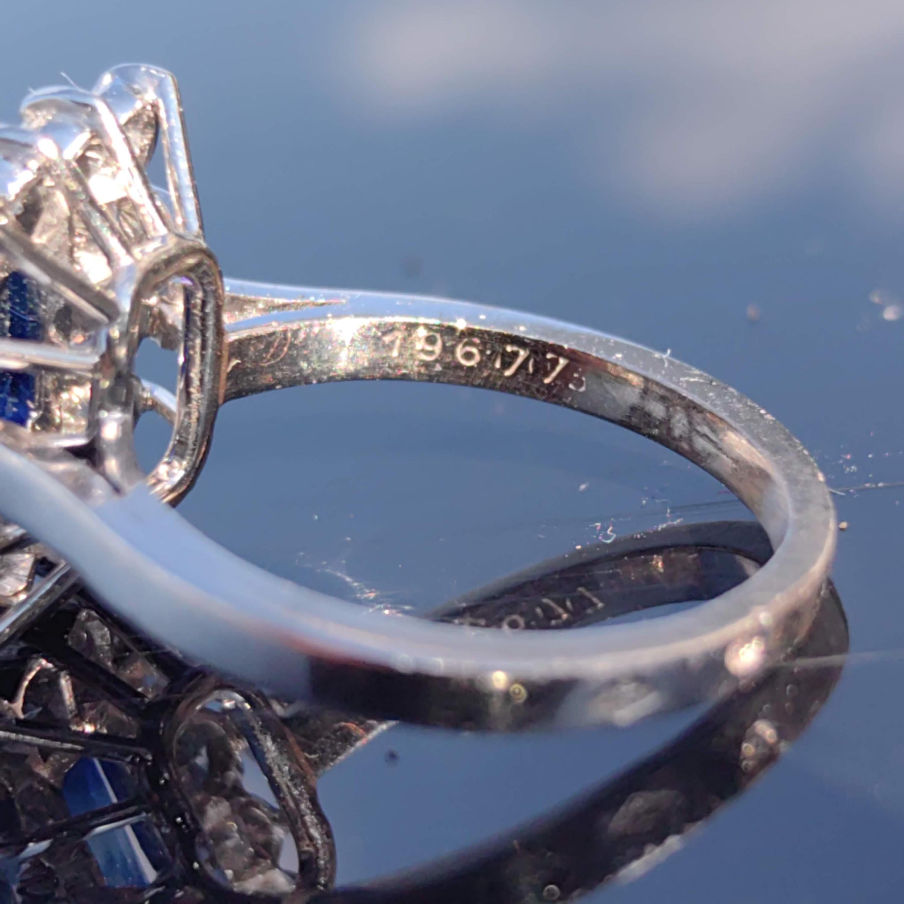 Vintage 18k White Gold Sapphire Diamond Ring - US 6