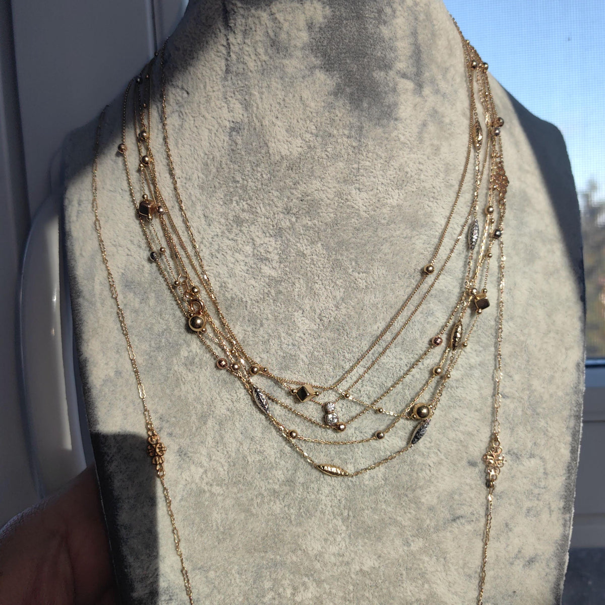 Vintage Antique 14k 585 Hallmarked Solid yellow Gold 45 cm Beaded Dainty Elegant Classic Chain Gift for Her Present