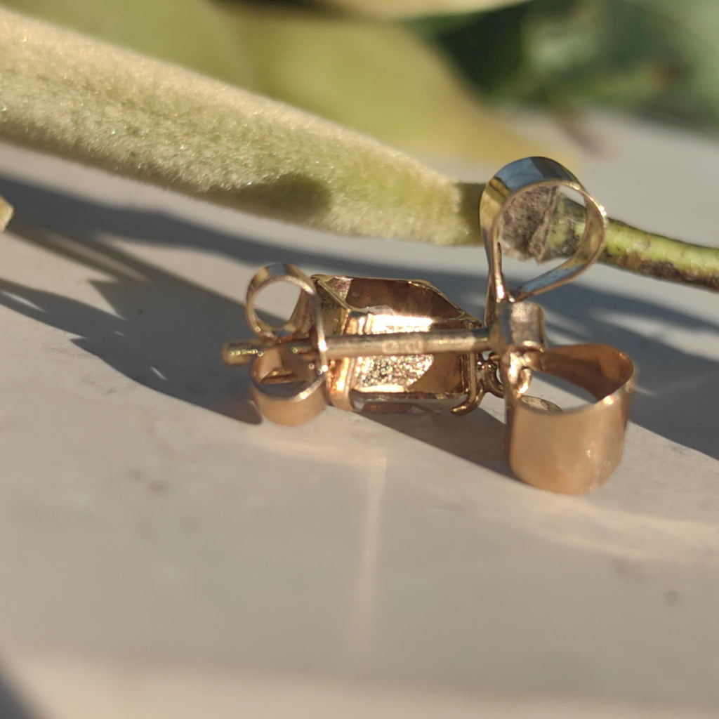 18k Solid Gold Cubic Zirconia Bow Dangle Stud Push Back Closure Elegant Vintage Antique Princess Cut Classic Solitaire Earrings Gift for Her