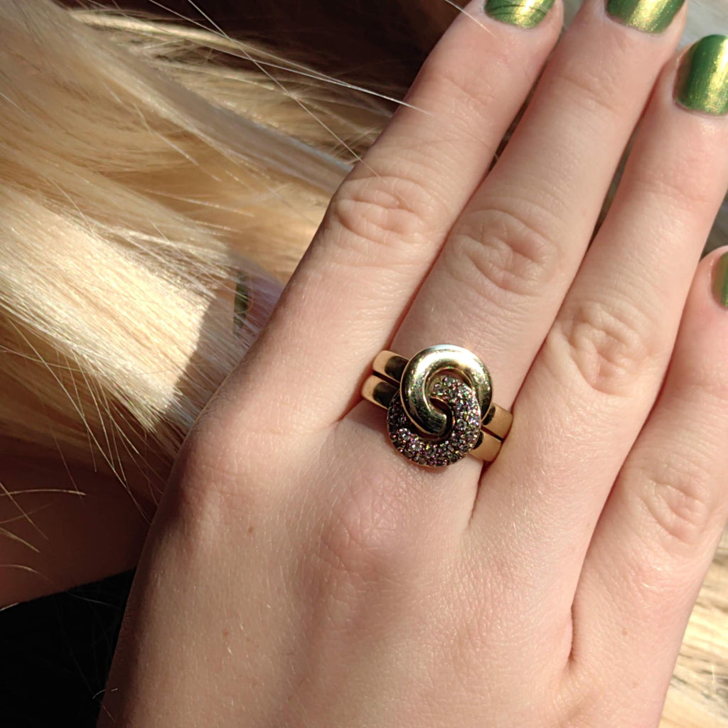 Diamond Knot Ring: 14K Yellow Gold Pavé Engagement Ring, Size 8