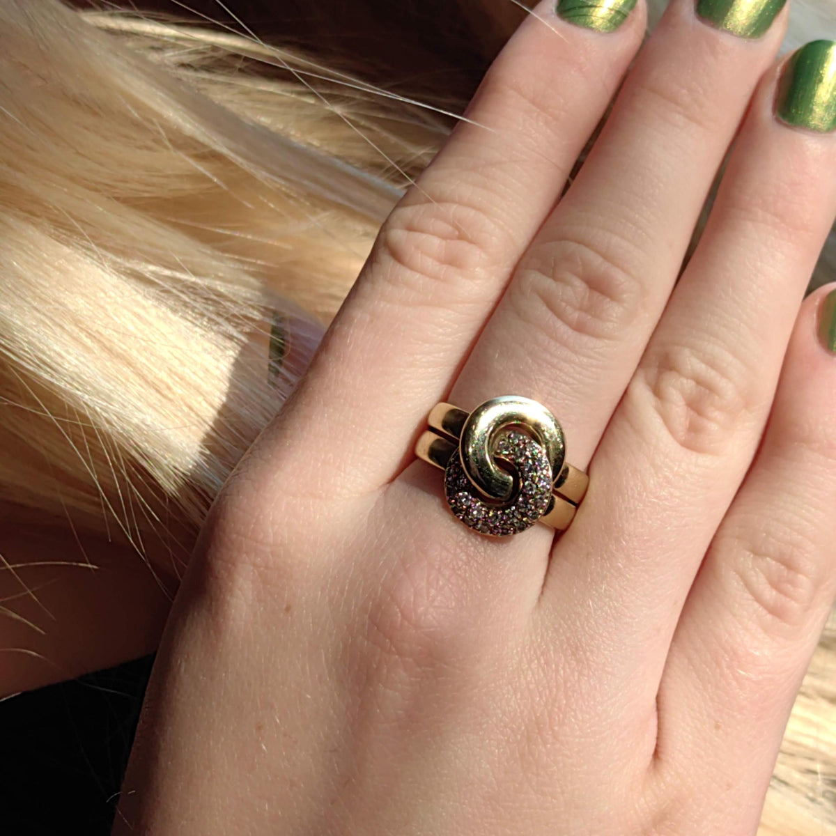 Diamond Knot Ring: 14K Yellow Gold Pavé Engagement Ring, Size 8