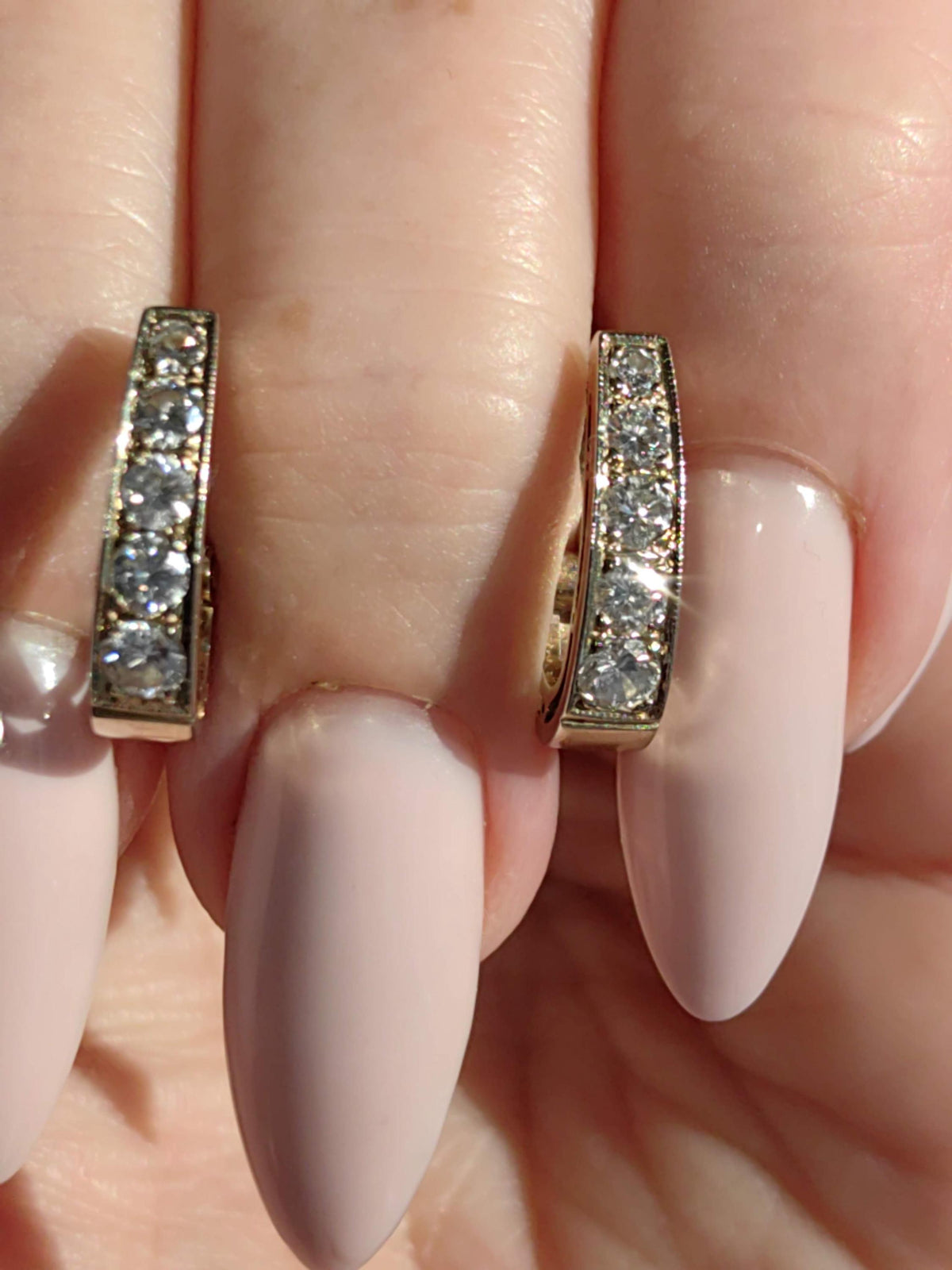 Vintage Art Deco Diamond 14k Gold Sleeper Earrings