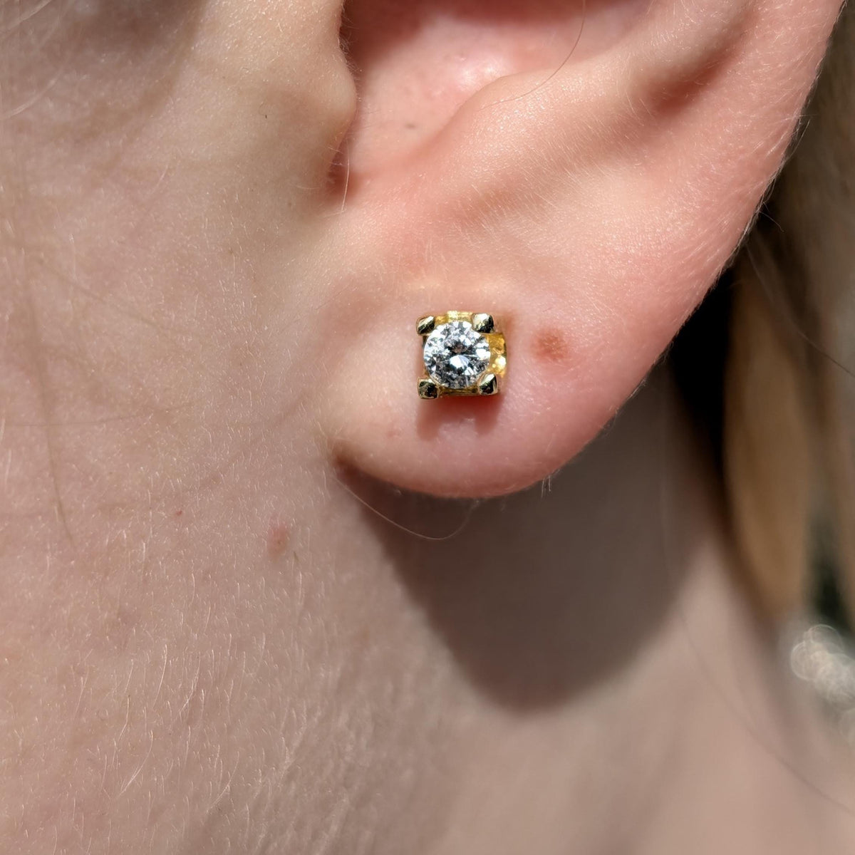 0.50ctw Studs Vintage 14k Solid yellow Gold Natural Diamond  Earrings Brilliant Cut  F VS-SI Solitaire Push Back 1980s Gift Gold Poussettes
