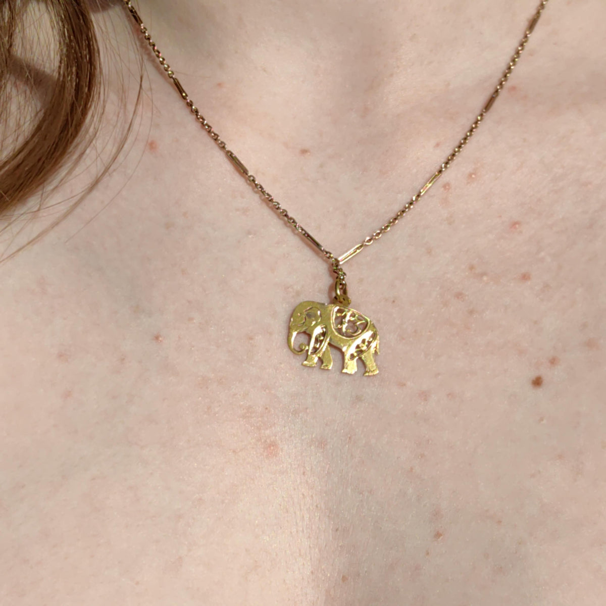 RESERVED FOR M.!!! 1900s Antique 18K Gold Elephant Pendant: Hand-Chiseled Filigree Charm