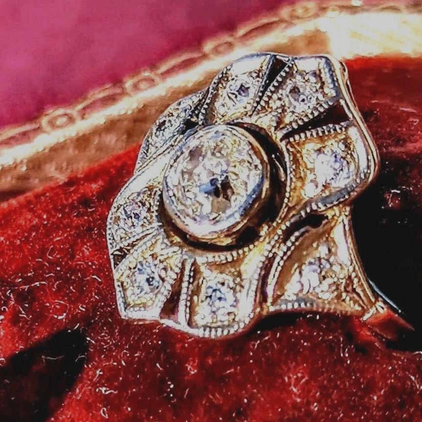 RESERVED!!! Art Deco Diamond Gold Ring from the 1920s