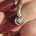 Diamond Solid 14k Yellow Gold Vintage Solitaire diamond Bezel Setting pendant, Gift for Her Elegant Necklace Charm