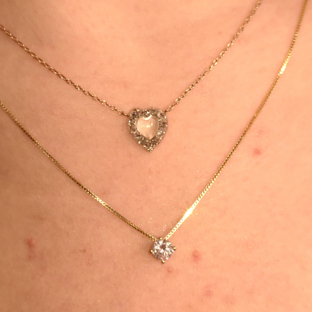 Diamond Solid 14k Solid Gold Vintage solitaire pendant Gift for Her Elegant Dainty Classic Necklace