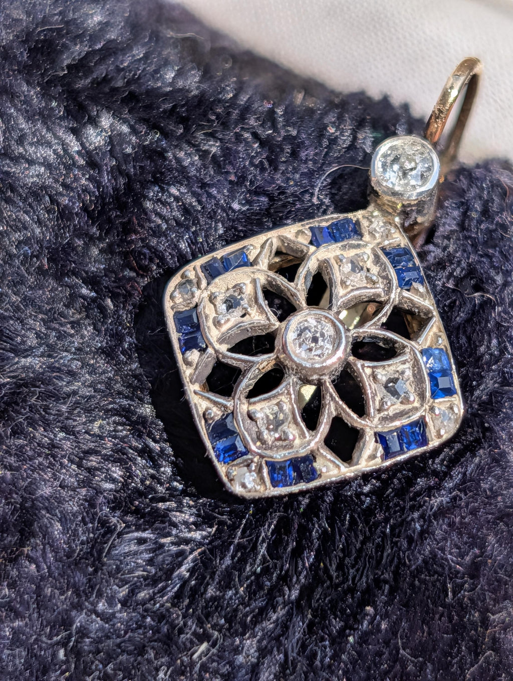 Art Deco Sapphire Diamond Earrings 1920s Antique Gold Leverback Earrings Old Cut Diamond Statement Earrings Gift for Her