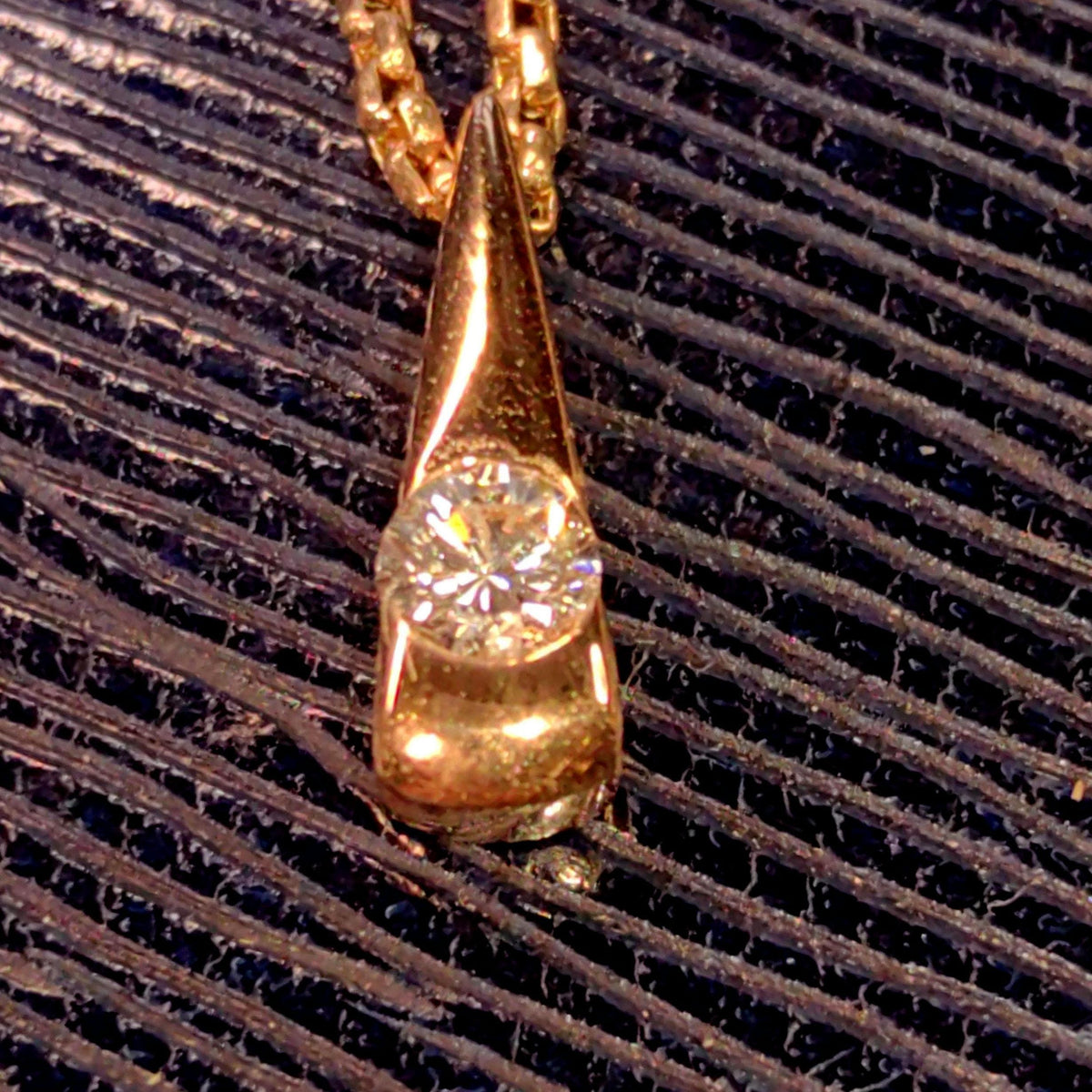 Solitaire Diamond Solid 14k Champagne Gold Vintage Triangle Elegant Charm Pendant with chain Necklace  Dainty Minimalist Gift for Her Wife