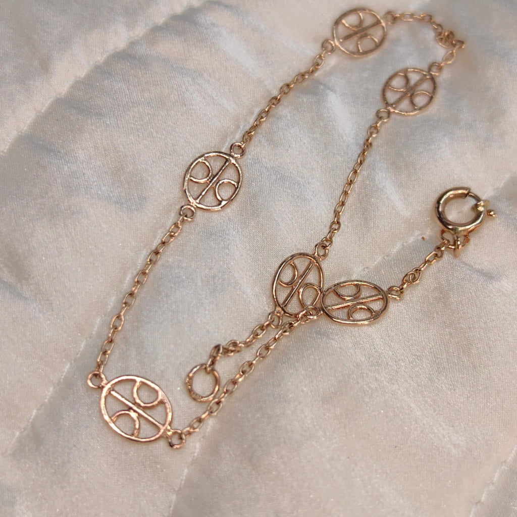 14k Yellow Gold Wheel Bracelet - Vintage Minimalist Chain