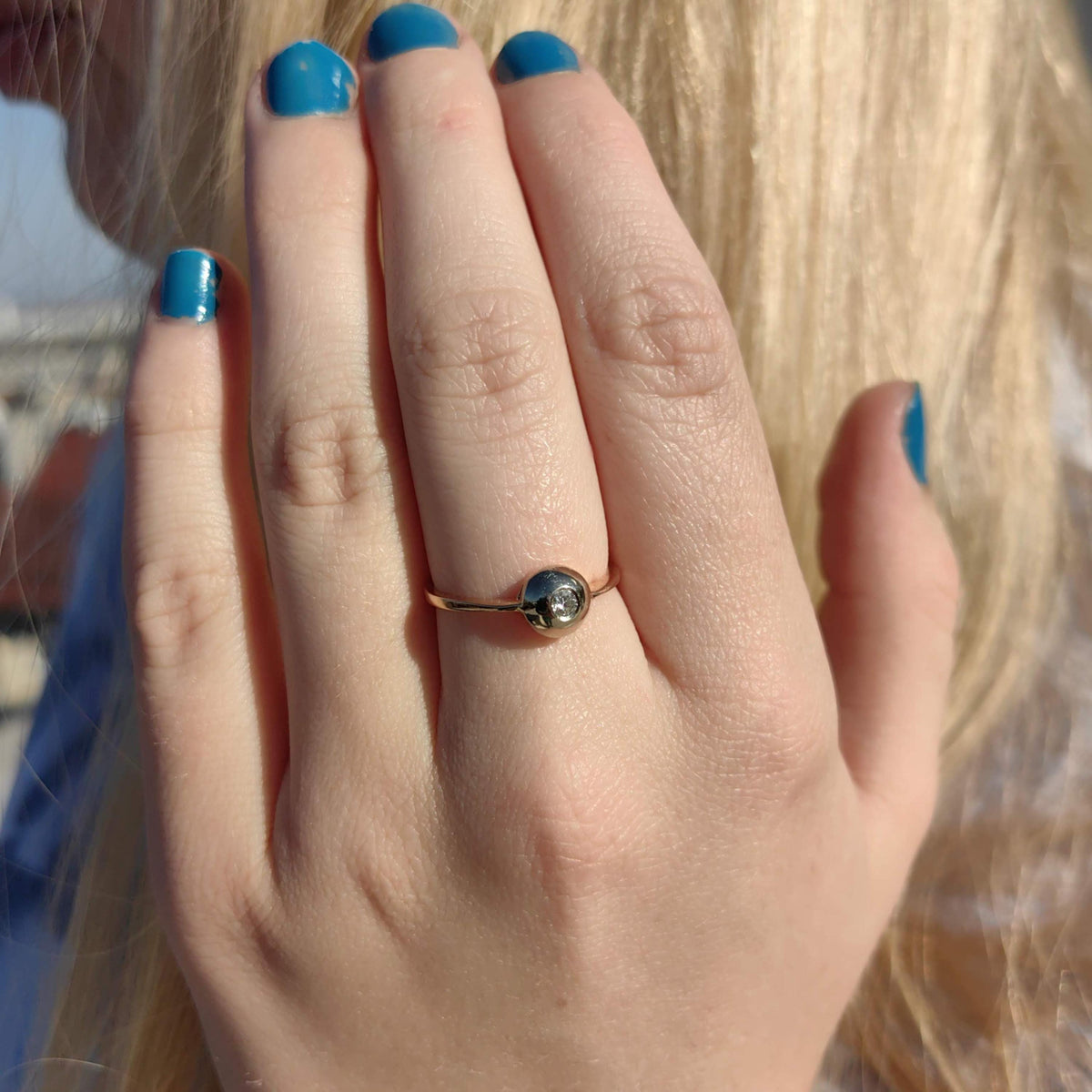Vintage 14K Gold Diamond Solitaire Ring: Art Nouveau Engagement Ring