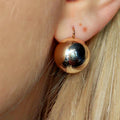 Vintage 14K Solid Yellow Gold Round Statement Earrings Comfortable Everyday Wear Sleepers Lever Back Earrings, Gift for Her