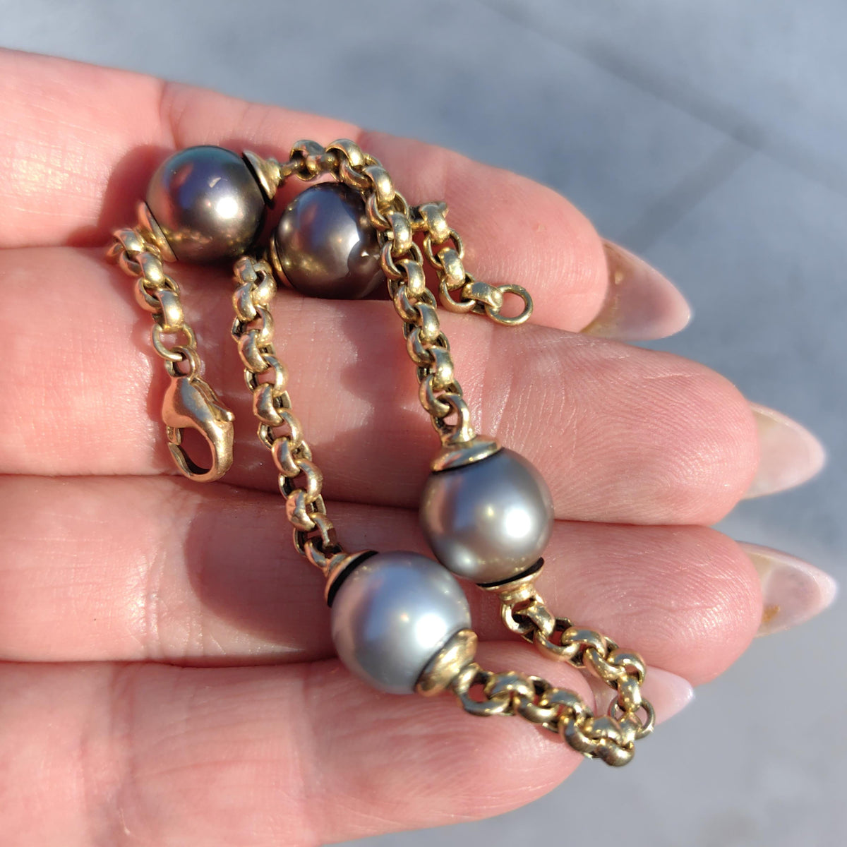 1940s Natural Pearl Solid Hallmarked 18k Gold Beaded Chain Bracelet, Antique Vintage Delicate Dainty Chain Bracelet, Gift for Her