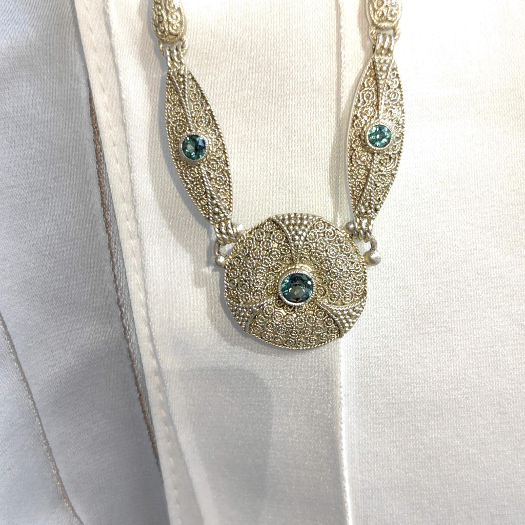 Art Deco Theodor Fahrner Silver Gilt Necklace: Green Tourmaline