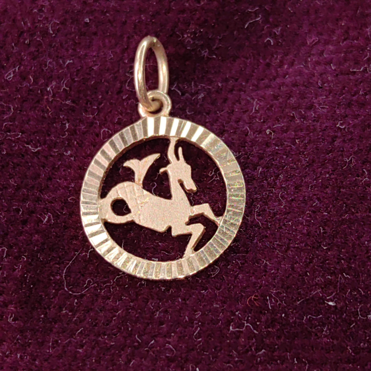 Vintage 14k Solid Yellow Rose Champagne Gold Capricorn Pendant Dainty Zodiac Antique Retro Necklace Bracelet Charm Birth Month Gift for Her