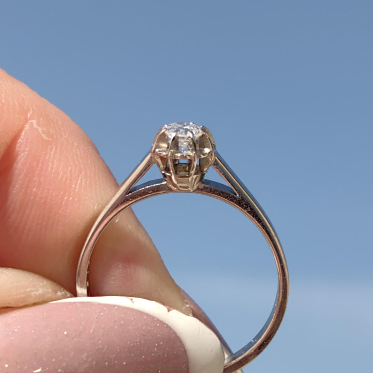 Diamond 18K Hallmarked Solid White Gold Vintage Engagement Wedding Solitaire Ring Gift for Her, Anniversary Present Promise Ring
