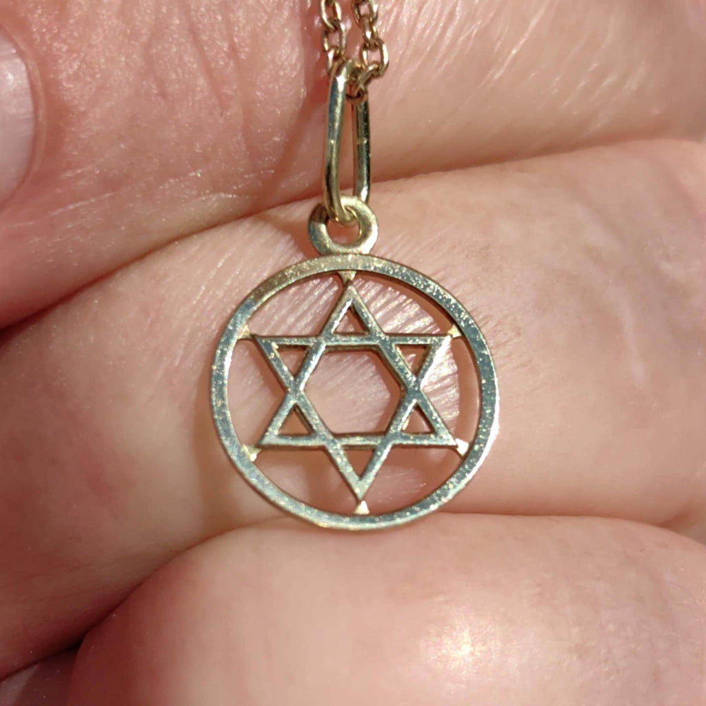 14k Solid Gold Star of David Pendant: Vintage Chiseled Judaica Charm
