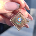 Art Nouveau 14k Gold Enamel Flower Pendant: Antique Miniature Charm