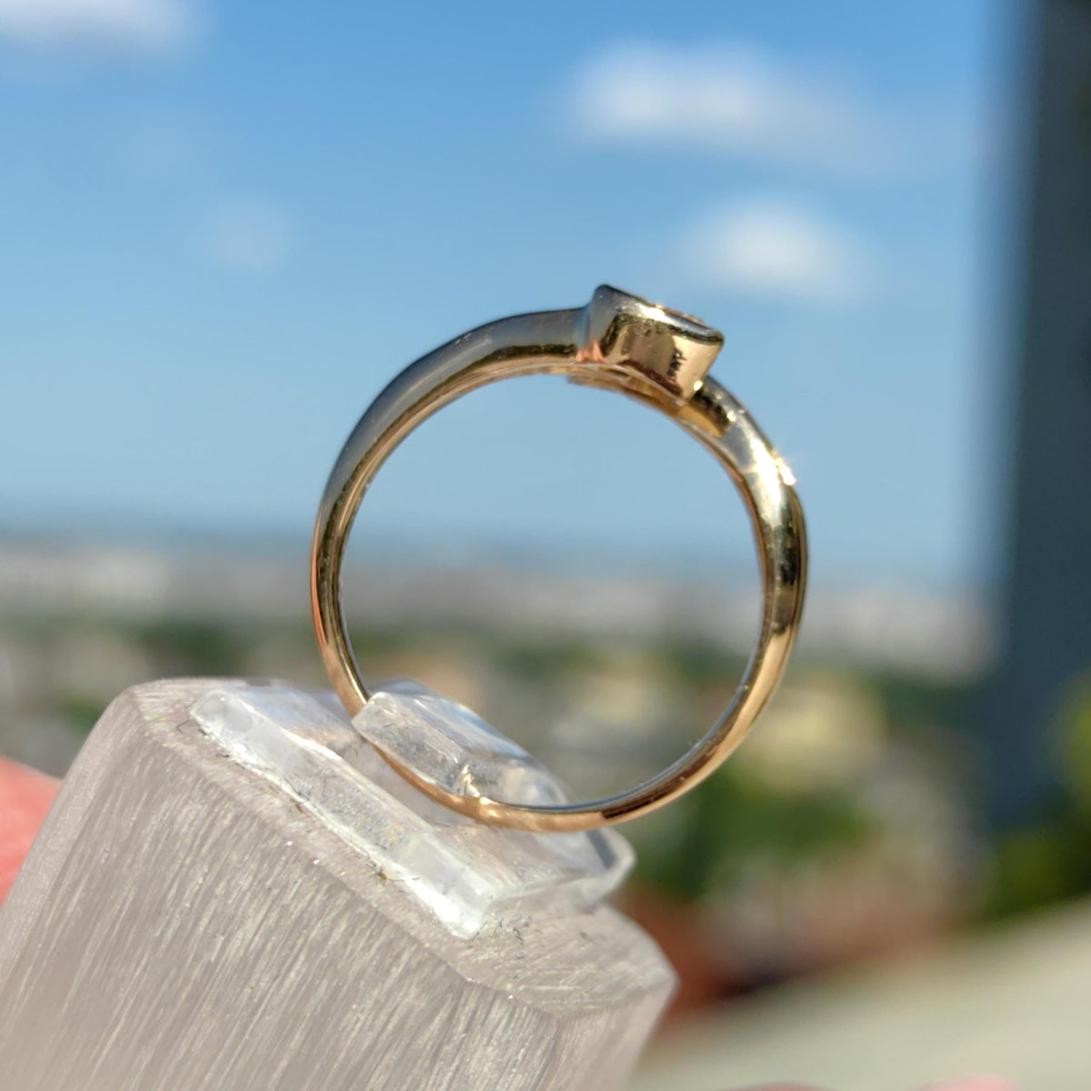 Vintage 0.64ct Diamond Ring: 21.6k Yellow Gold Two Heart Promise Ring, Size 6