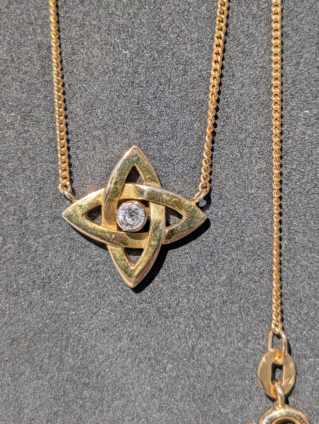 Floral Star Shape Diamond Pendant Necklace, Solid Hallmarked 18k Gold, 0.07 ct Diamond, 54.5 cm Chain Fine Jewelry Gift Necklace