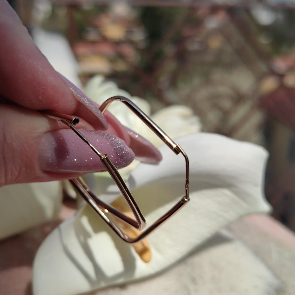 Vintage 14k Yellow Gold Square Hoop Earrings: Minimalist Geometric Jewelry