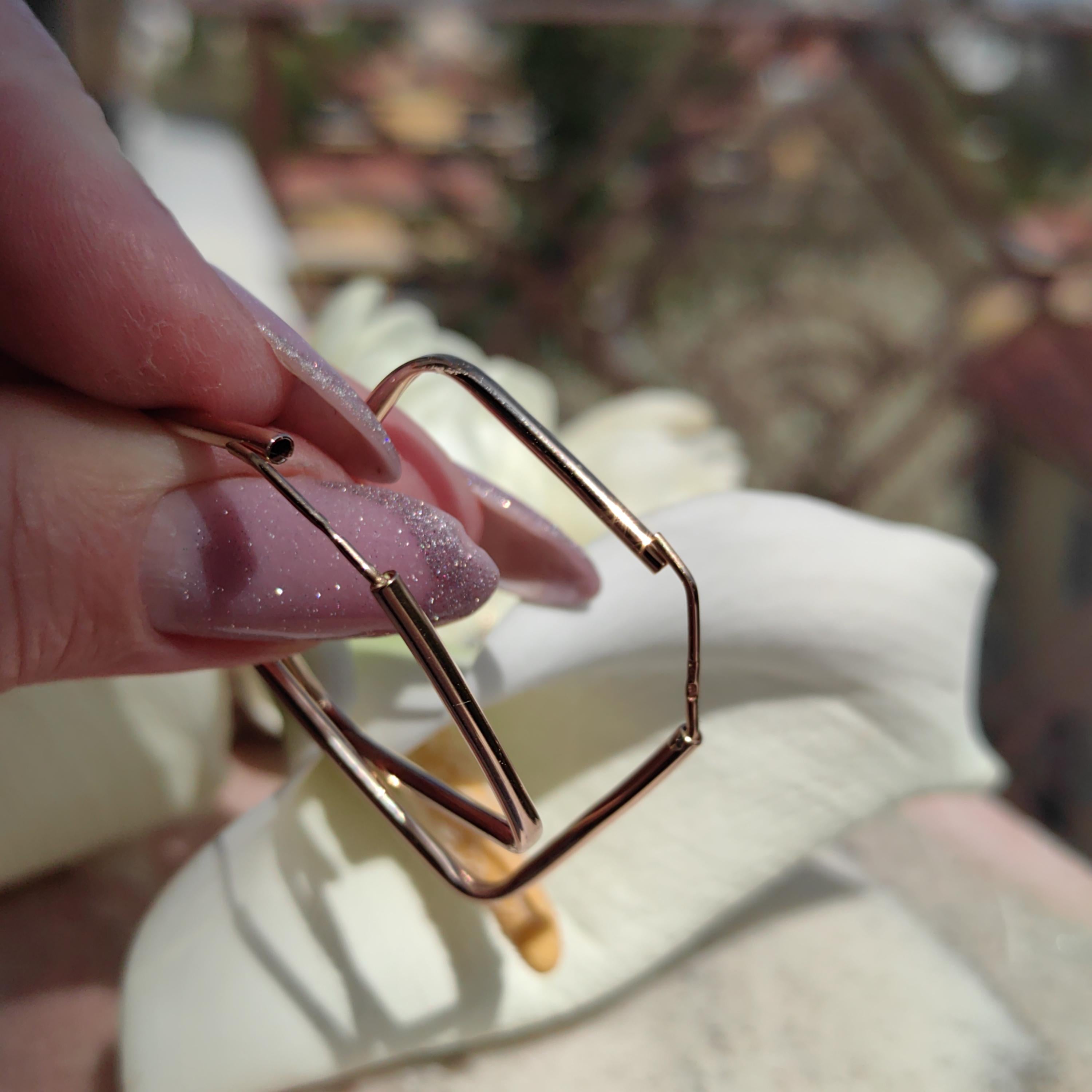 Vintage 14k Yellow Gold Square Hoop Earrings: Minimalist Geometric Jewelry