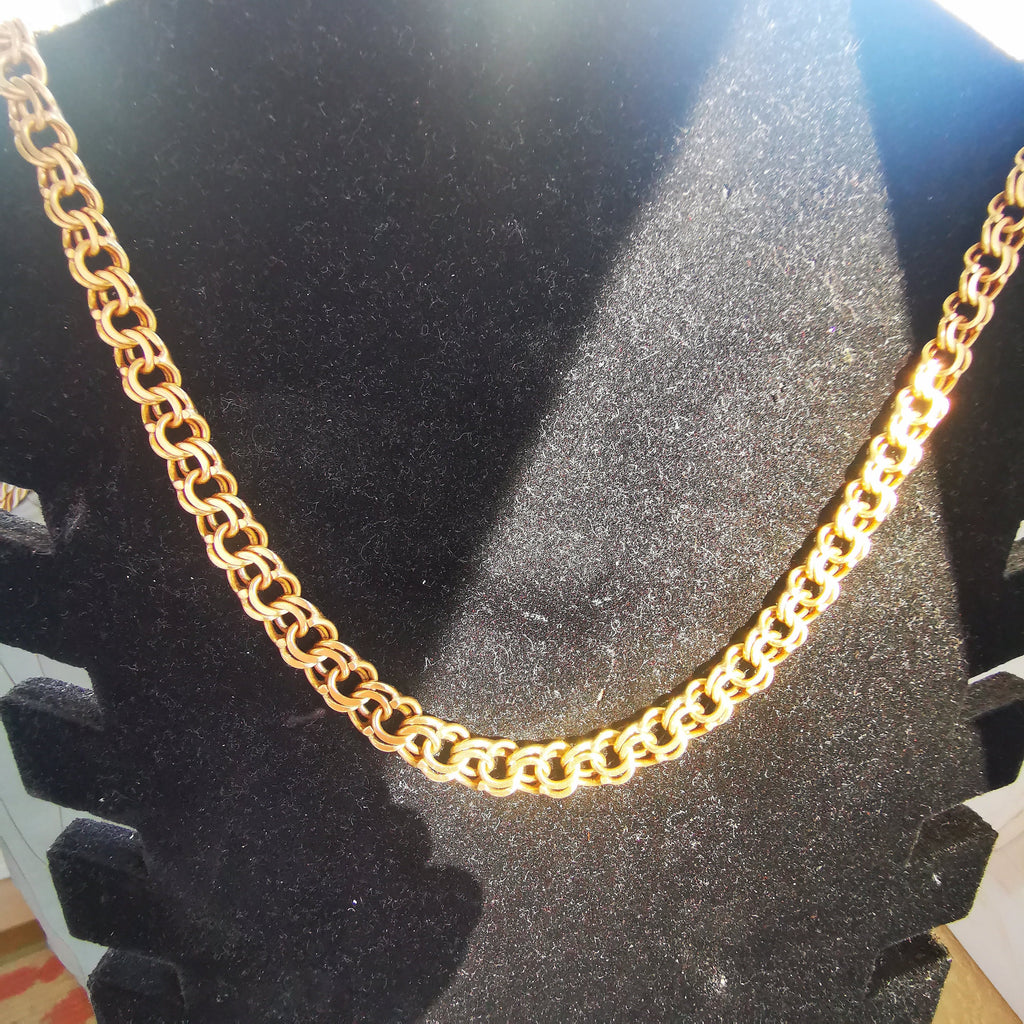 Vintage Bismarck 18k Gold Chain Necklace: Handmade 47.6 gr Solid Gold
