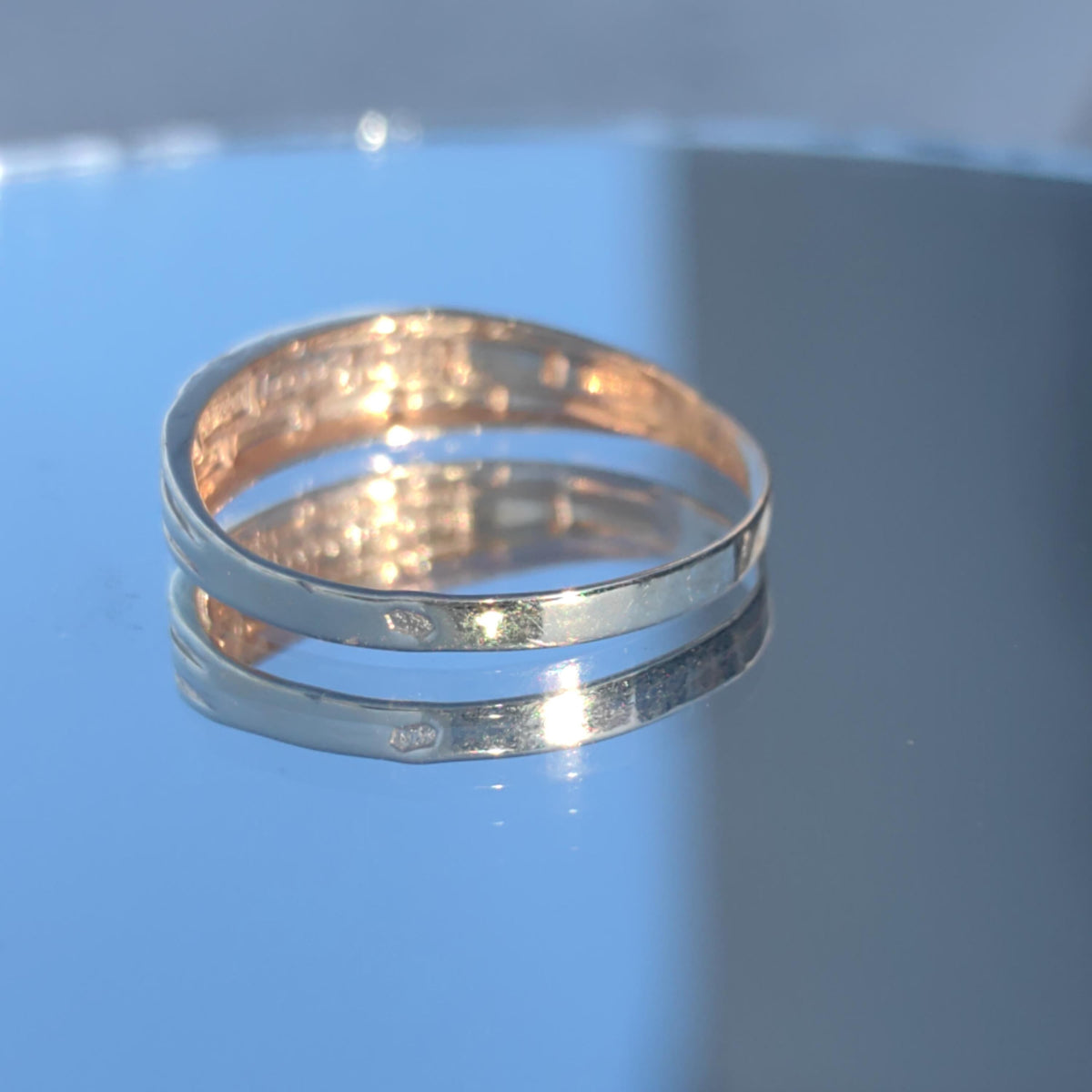 Dainty 14k Solid Yellow Rose Gold Small Elegant Stackable Ring Floral Geometric Vintage Band Gift for Her Present Wedding band