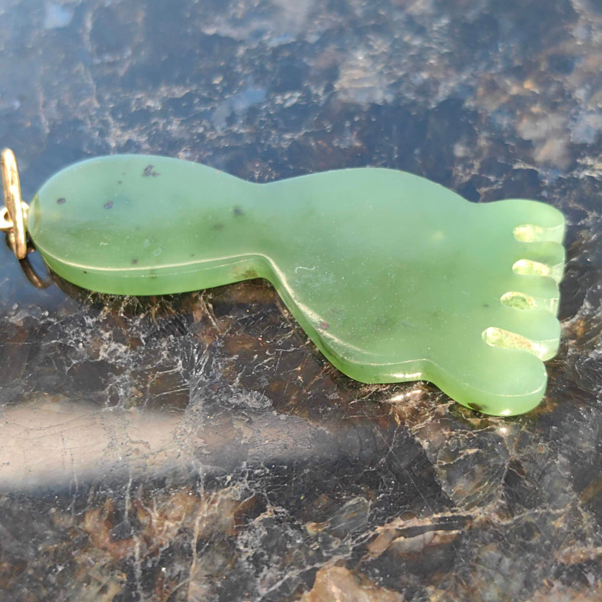 Vintage Jade Solid 14k Gold Foot Pendant
