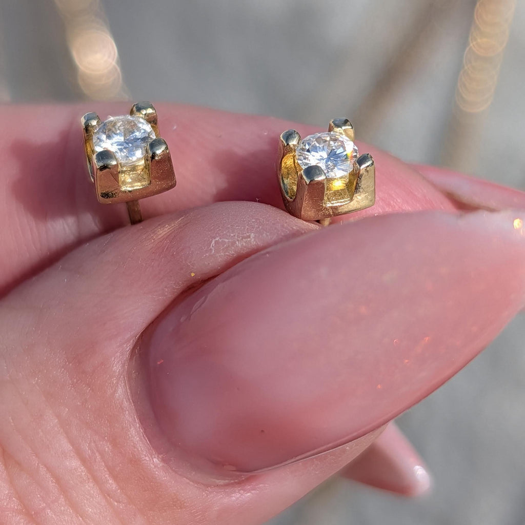 0.50ctw Studs Vintage 14k Solid yellow Gold Natural Diamond  Earrings Brilliant Cut  F VS-SI Solitaire Push Back 1980s Gift Gold Poussettes